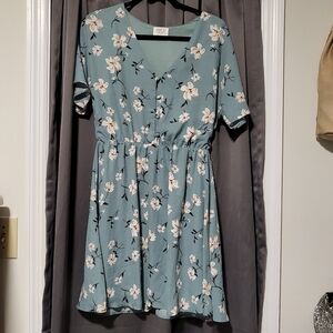 Green & White Floral Dress